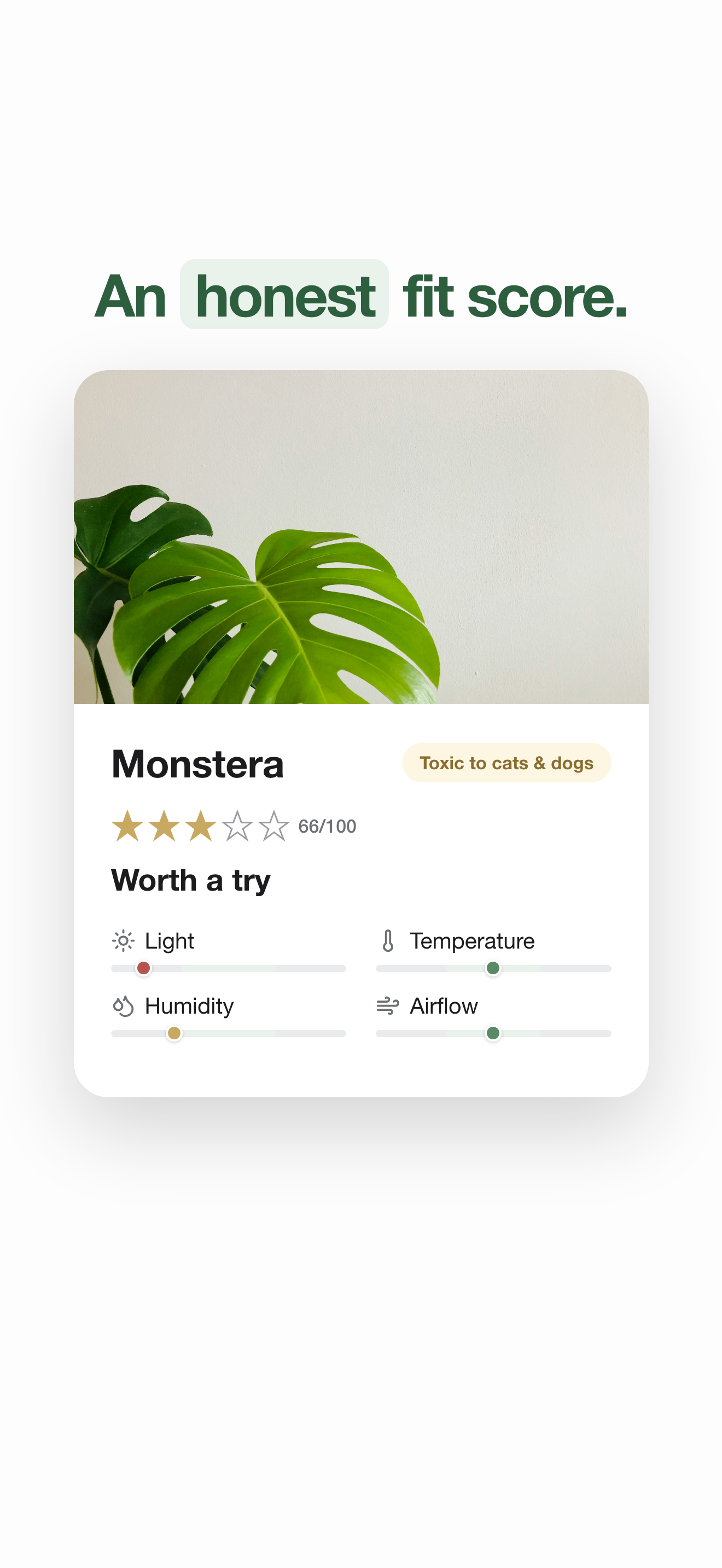 Screenshot: honest fit score