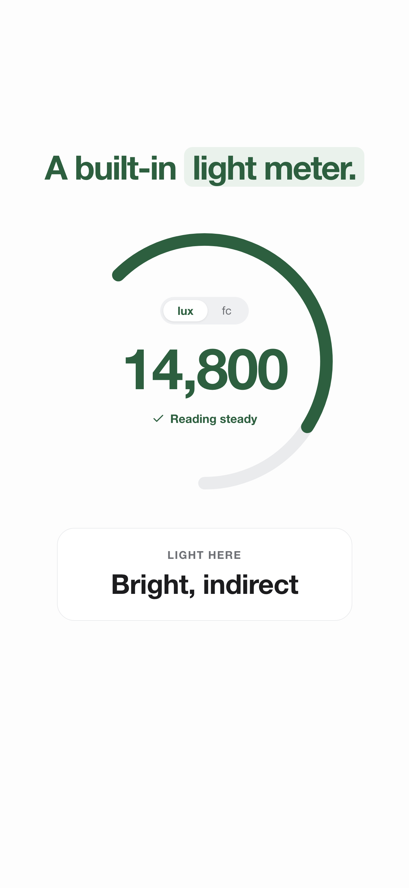 Screenshot: light meter